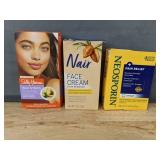 20 Sally Hansen Face and Bikini Wax Strips, 2 oz Nair Hair Remover Face Cream, .5 oz Maximum Strength Neosporin - Brand New