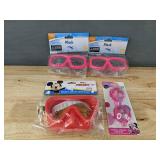 4 Child Swim Masks and Goggles - Disney Mickey Minnie & Pink - Brand New