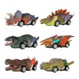 6 DinoBros Dinosaur Go-Kart Pull Back Toy Cars - Brand New