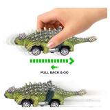 6 DinoBros Dinosaur Go-Kart Pull Back Toy Cars - Brand New