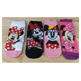 4 Pair Disney Minnie Mouse Socks Assorted Colors - Brand New
