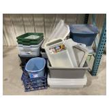 Mixed Lot of Plastic Storage Bins and Totes