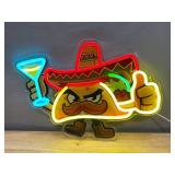 Taco Character LED Neon Wall Sign, 11" x 16" USB, Light-Up Decor