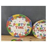 Brand New Lego-Inspired Party Supplies Set with Plates, Cups, and Balloons