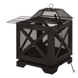 Hampton Bay Westbury 26 in. W x 37.8 in. H Outdoor Square Wood Burning Black Fire Pit $349 Retail - Brand New