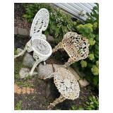 Vintage Cast Iron Garden Furniture Set - 2 Chairs & Table