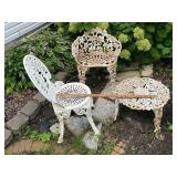 Vintage Cast Iron Garden Furniture Set - 2 Chairs & Table