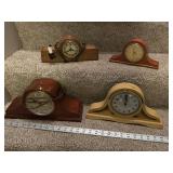 Lot of 4 Vintage Mantel Clocks - Gilbert, United, Telechron