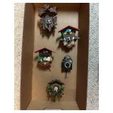 Lot of 5 Decorative Miniature Cuckoo Clocks - Assorted Designs