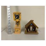 Vintage Style Miniature Pendulum Clock & Weather House Set