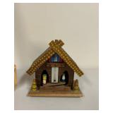 Vintage Style Miniature Pendulum Clock & Weather House Set