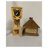 Vintage Style Miniature Pendulum Clock & Weather House Set
