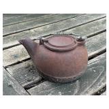 Vintage Rustic Cast Iron Teapot with Handle