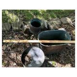 Vintage Metal Wire Chair and Rustic Metal Tubs with Wooden Barrel