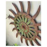 Vintage Metal Sunburst Wall Art Rustic Patina Finish