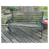 Vintage Outdoor Bench with Cast Iron Sides and Wooden Slats