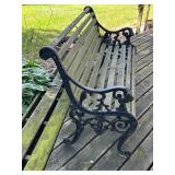 Vintage Outdoor Bench with Cast Iron Sides and Wooden Slats