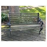 Vintage Outdoor Bench with Cast Iron Sides and Wooden Slats