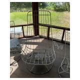 Vintage Wireframe Patio Chair Set with Cushioned Chair