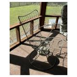 Vintage Wireframe Patio Chair Set with Cushioned Chair