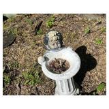 Metal Garden Sculpture & Concrete Bird Bath with Child Figure