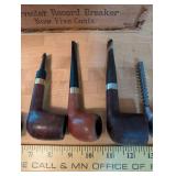 Vintage Smoking Pipe Collection with Harvester Cigar Box - Set of 8