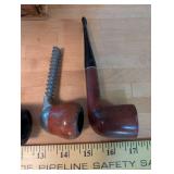 Vintage Smoking Pipe Collection with Harvester Cigar Box - Set of 8