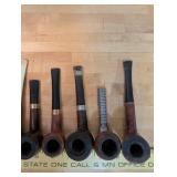 Vintage Smoking Pipe Collection with Harvester Cigar Box - Set of 8