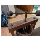 Vintage Wooden Fruit Press with Metal Handle and Bands