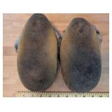 Beaded Leather Moccasin Slippers with Fur Trim