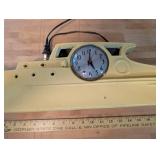 Vintage Boat Shaped Electric Wall Clock Yellow Painted Metal