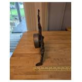 Antique Cast Metal Mantle Clock with Lady and Horn Figure