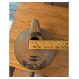 Antique Stoneware Jug with Blue Floral Design and Handle