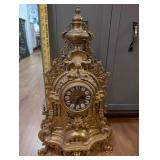Ornate Antique-Style Gilt Mantel Clock with Roman Numerals