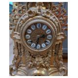 Ornate Antique-Style Gilt Mantel Clock with Roman Numerals