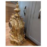 Ornate Antique-Style Gilt Mantel Clock with Roman Numerals