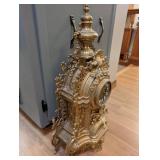 Ornate Antique-Style Gilt Mantel Clock with Roman Numerals