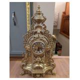 Antique Ornate Brass Mantel Clock with Roman Numerals