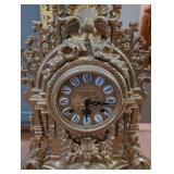 Antique Ornate Brass Mantel Clock with Roman Numerals