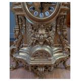 Antique Ornate Brass Mantel Clock with Roman Numerals