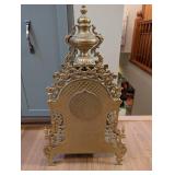 Antique Ornate Brass Mantel Clock with Roman Numerals