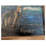 Framed Original Oil Painting Signed Carnes Rural Landscape Scene