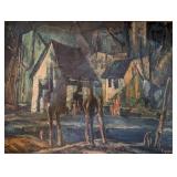 Framed Original Oil Painting Signed Carnes Rural Landscape Scene
