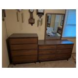 Mid-Century Modern Dresser and Chest Set with Mirror