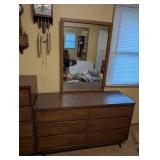 Mid-Century Modern Dresser and Chest Set with Mirror
