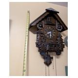 Vintage Wooden Cuckoo Clock with Carved Forest Scene