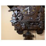 Vintage Wooden Cuckoo Clock with Carved Forest Scene