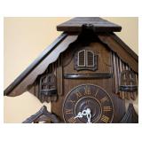 Vintage Wooden Cuckoo Clock with Carved Forest Scene