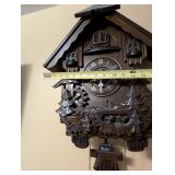 Vintage Wooden Cuckoo Clock with Carved Forest Scene