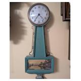 Vintage Gilbert Wall Clock with Painted Landscape Panel